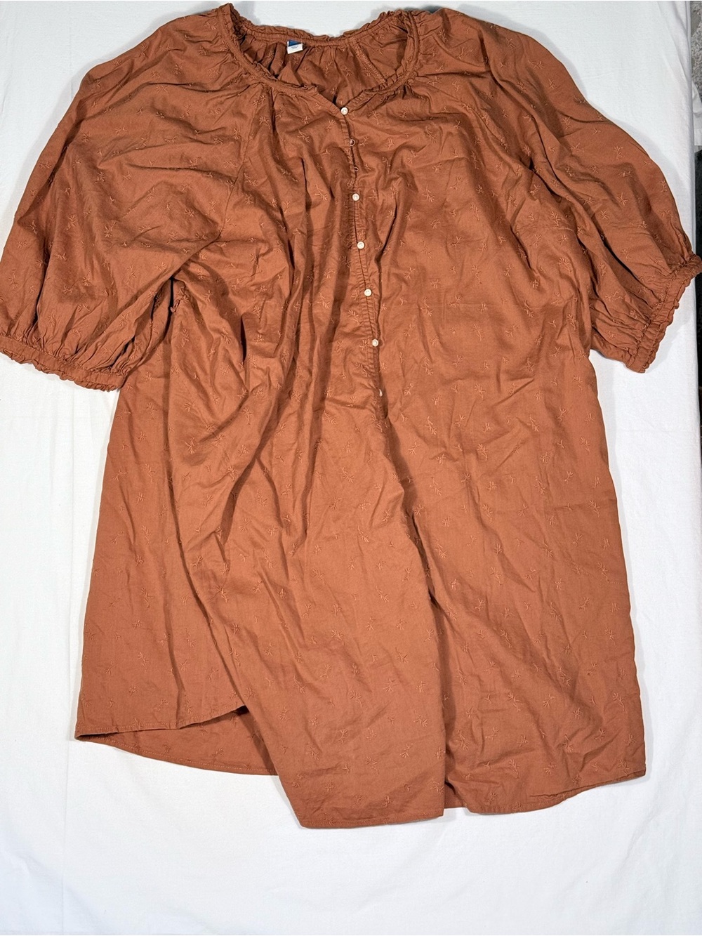 Old Navy Women’s Brown Embroidered Peasant Midi Dress Boho Puff Sleeve Plus 4X